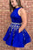 Cute A Line Round Neck Open Back Royal Blue Homecoming Dresses with Beads Pockets JS924