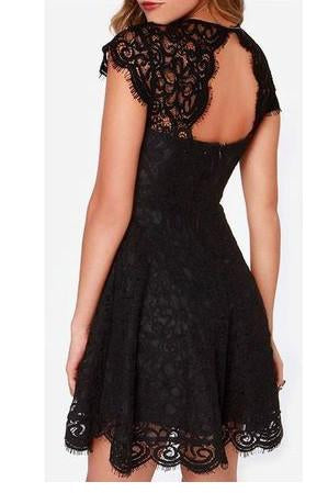 Black Lace Homecoming Dress Sweet 16 Dress Cute Backless Party Dresses for Teens JS90
