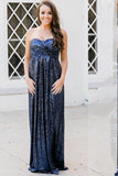 A Line Modern Sequin Sweetheart Bridesmaid Dresses Prom Dresses
