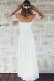 A-Line Off-the-Shoulder Short Sleeves Backless White Lace Boho Wedding Dresses UK JS365