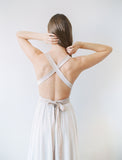 Elegant Fashion A Line V Neck Open Back Chiffon Ivory Lace Long Wedding Dresses JS954