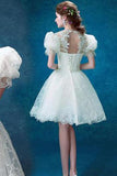Princess Vintage Ivory Short Prom Dress Sweet 16 Cocktail Dress Graduation Dresses JS114