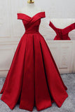 Gorgeous Red Off Shoulder Sweetheart Sleeveless Long Lace up Prom Dresses JS364