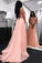 A Line Sweetheart Beads Off the Shoulder Long Chiffon Pink Prom Dresses UK JS369