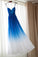 Royal Blue White Ombre Long Bridesmaid Dress A Line Chiffon Prom Dresses