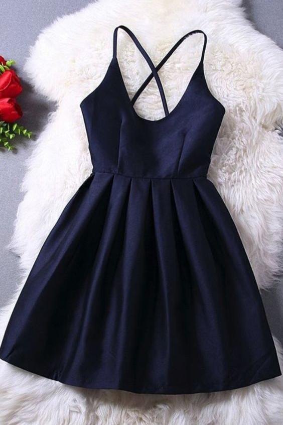 Buy Cute Navy Blue Pleats Short Dress Fashion New Vestido Prom Dress ...