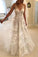 Elegant A Line V Neck Tulle Open Back Ivory Wedding Dresses UK Lace Appliques