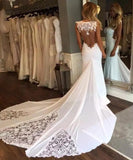 Elegant Sleeveless Mermaid Sheath Backless Sweetheart Applique Lace Wedding Dresses JS235