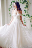 Charming A-Line Long Appliques Wedding Dresses