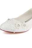 Lace White Lower Heel Evening Shoes Wedding Shoes uk L-922