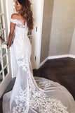 Mermaid Off-the-Shoulder Sweep Train Lace Wedding Dress Wedding Dresses JS256