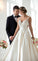 Embroidery Beadings Deep V Neck Plus Size Wedding Dresses Ivory Satin Oversize Wedding Gowns