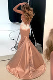 Sexy Backless V Neck Lace Spaghetti Straps Mermaid Open Back Long Prom Dresses JS116