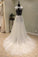 Cheap V-Neck Open Back Tulle Ivory Beach Long Appliques A-Line Sleeveless Wedding Dress JS598
