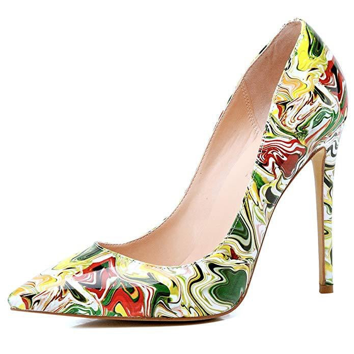 High-heels with Colorful Patterns Fashion Evening Party Shoes