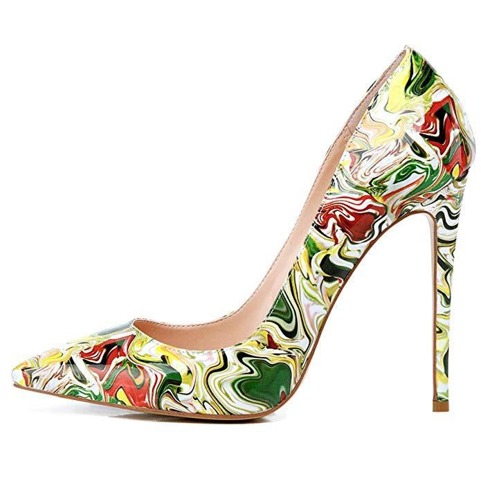 High-heels with Colorful Patterns Fashion Evening Party Shoes