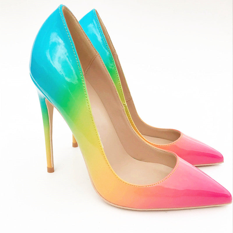 Rainbow-Colored High-heels Fashion Women Party Shoes
