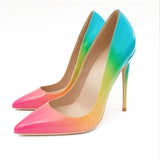 Rainbow-Colored High-heels Fashion Women Party Shoes
